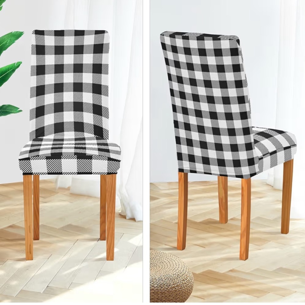 ⚠️ 5/25$ Plaid Black and White Dining Chair Cover
